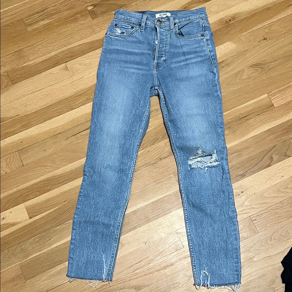 Re/Done Light Blue Distressed Skinny Jeans